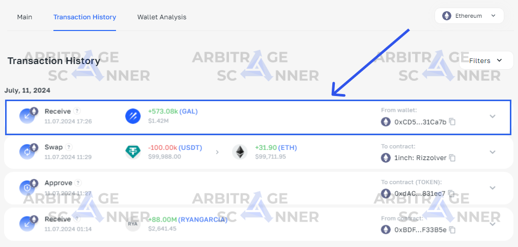 Как клиент заработал $8000 на $GAL, используя подборки