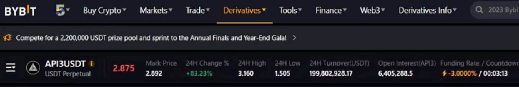 Case of arbitrage with 5x leverage on a negative funding rate